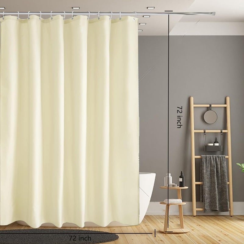 LLSCL Beige Fabric Shower Curtain Liner with Bottom Counterweight, Waterproof Hotel Quality, 72 x 72 Machine Washable - Image 3